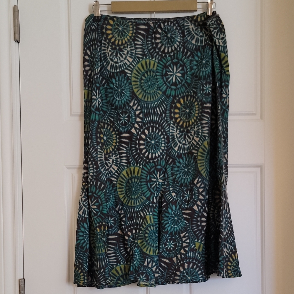 East 5th A-Line Skirt with Green and Black Pattern